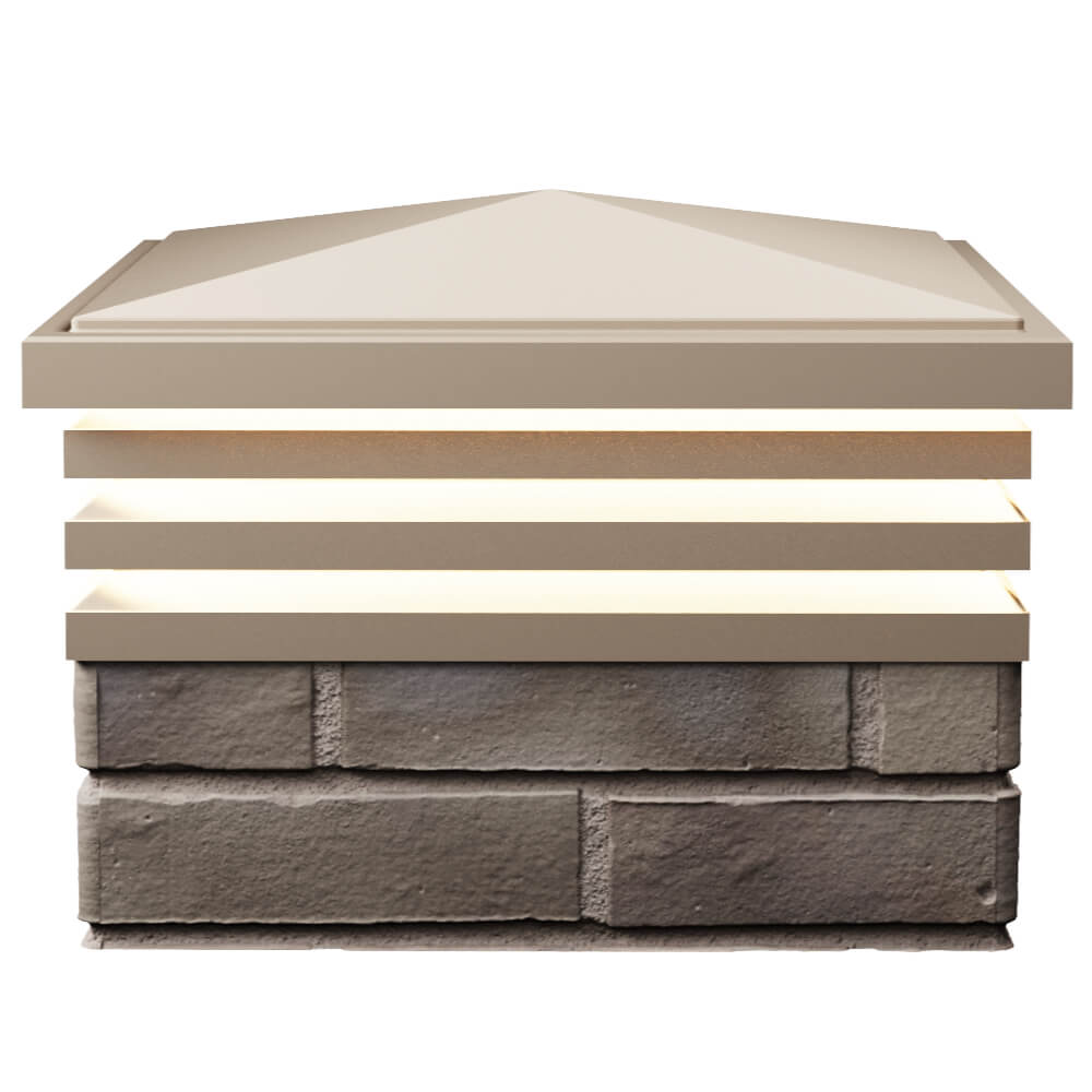 Колпак Zking Бона ХайТек Бежевый на столб 1.5х1.5 кирпича (385х385мм) с подсветкой в Краснодаре фото