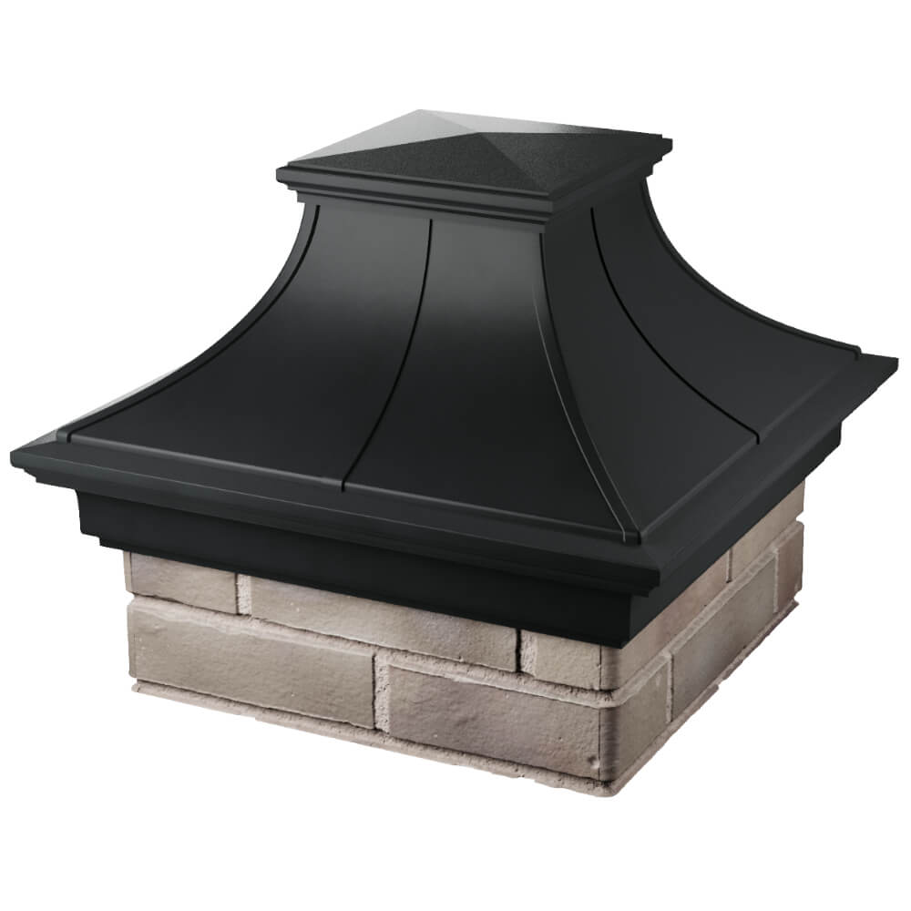 Колпак Zking Монблан Премиум Черный на столб 1.5х1.5 кирпича (385х385мм) в Краснодаре фото
