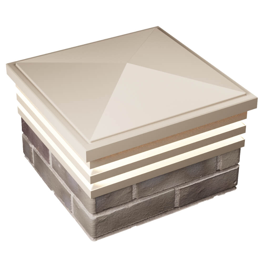 Колпак Zking Бона ХайТек Бежевый на столб 1.5х1.5 кирпича (385х385мм) с подсветкой в Краснодаре фото