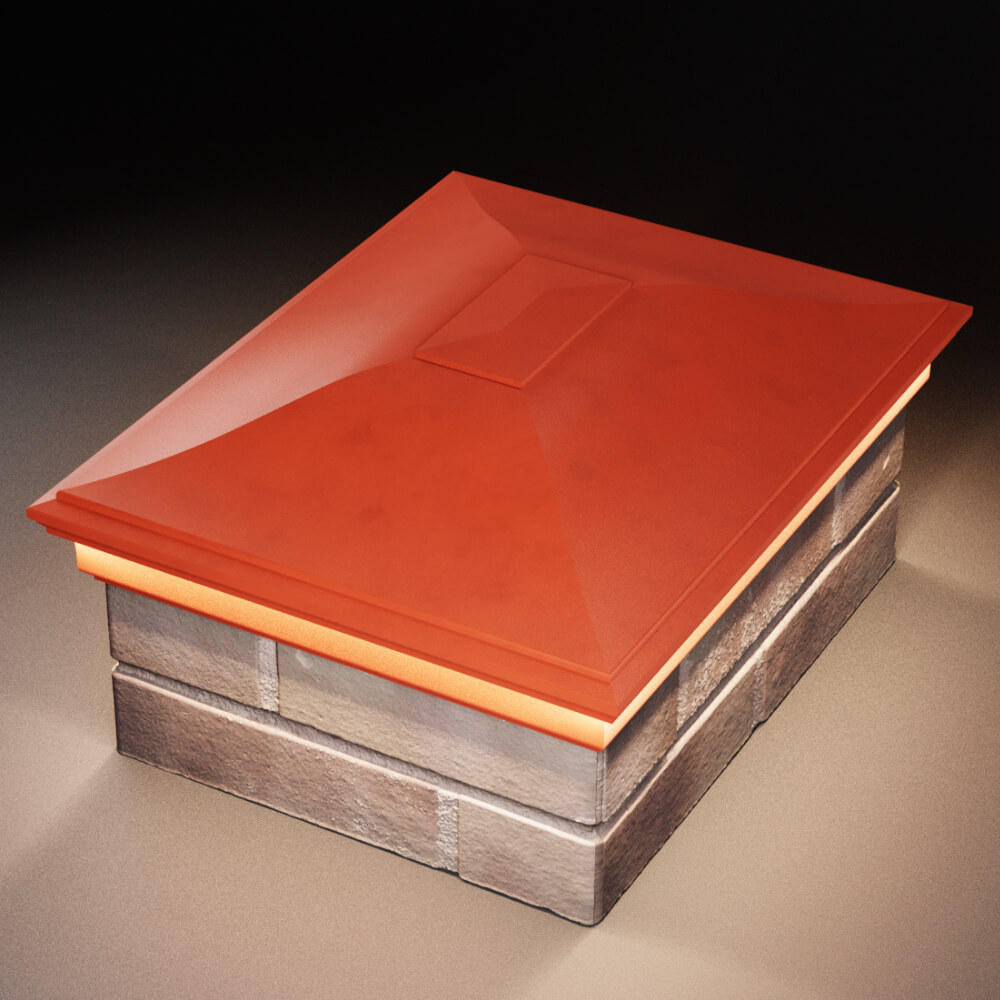 Колпак Zking Монблан Красный на столб 2х1.5 кирпича (515х385мм) c подсветкой в Краснодаре фото