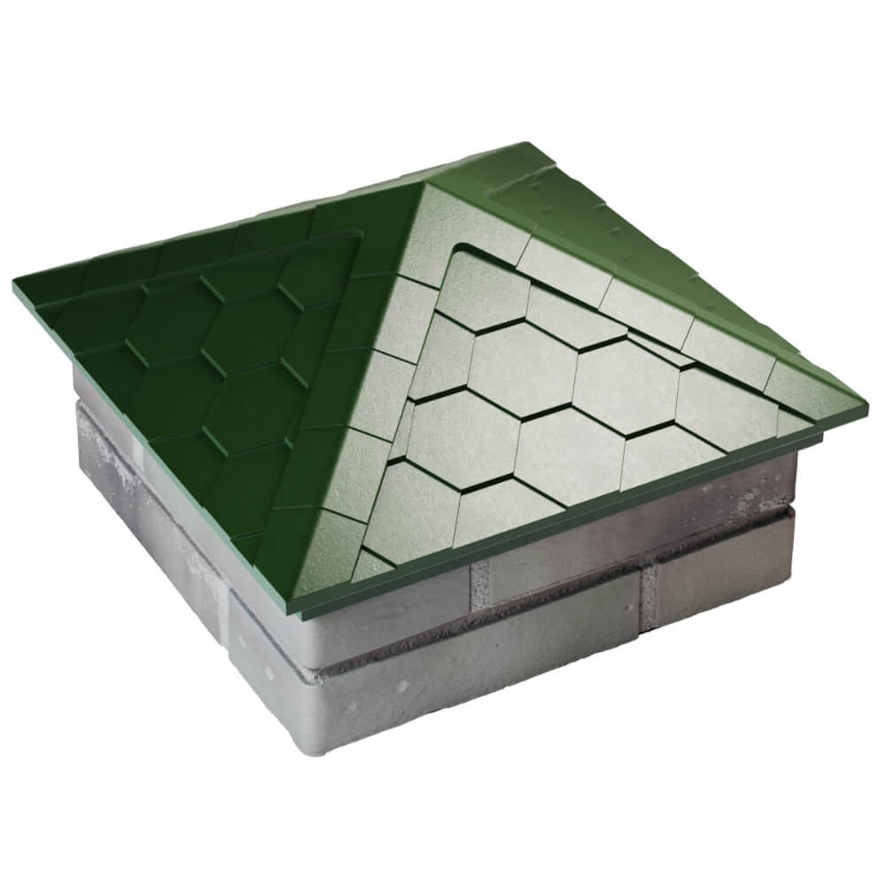 Колпак Zking Эверест Зеленый на столб 1.5х1.5 кирпича (390х390мм) в Краснодаре фото