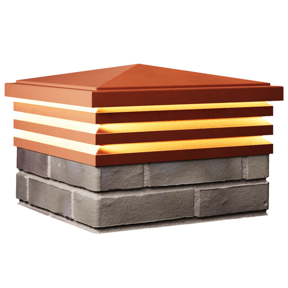 Колпак Zking Бона ХайТек Красный на столб 1.5х1.5 кирпича (385х385мм) с подсветкой в Краснодаре фото