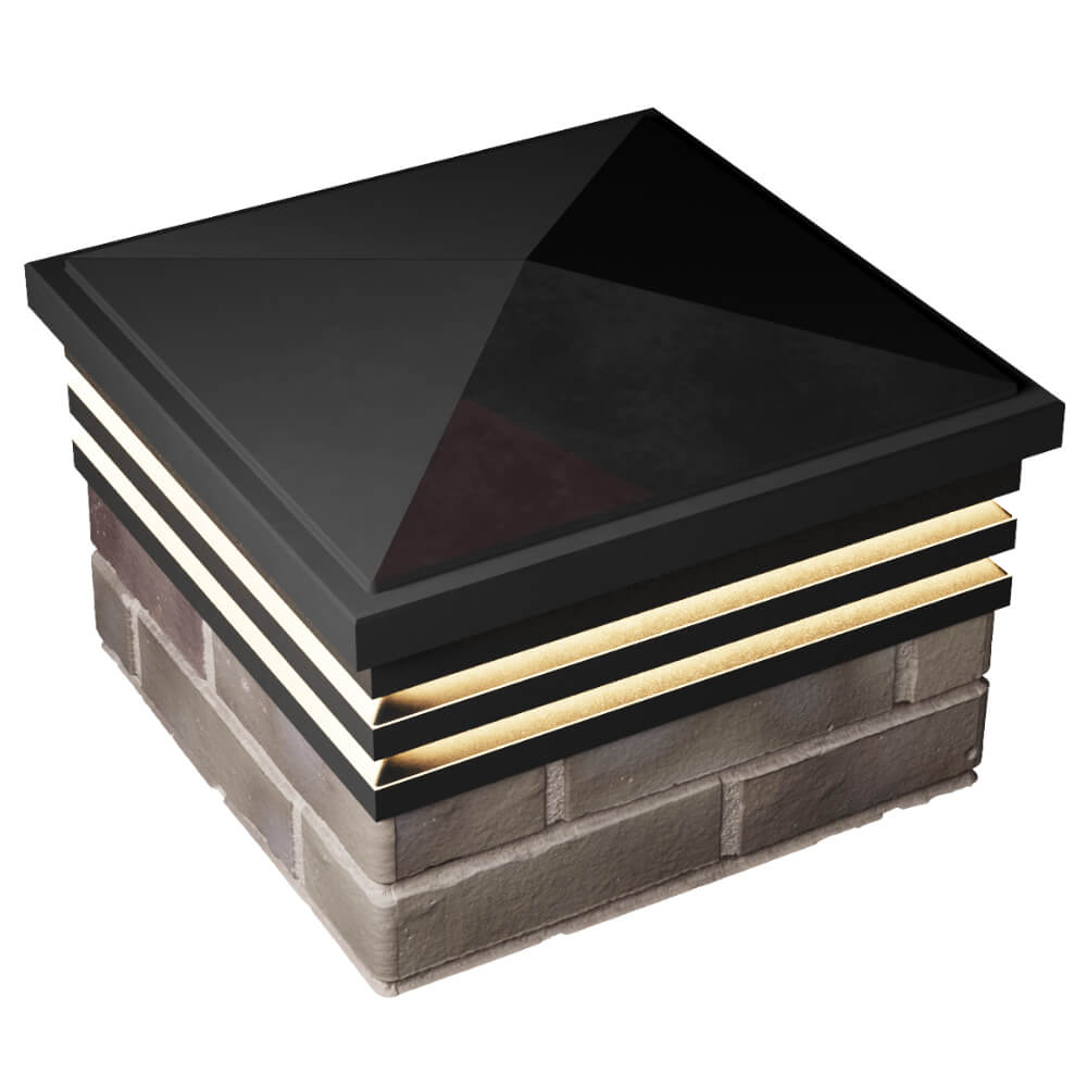 Колпак Zking Бона ХайТек Черный на столб 1.5х1.5 кирпича (385х385мм) с подсветкой в Краснодаре фото