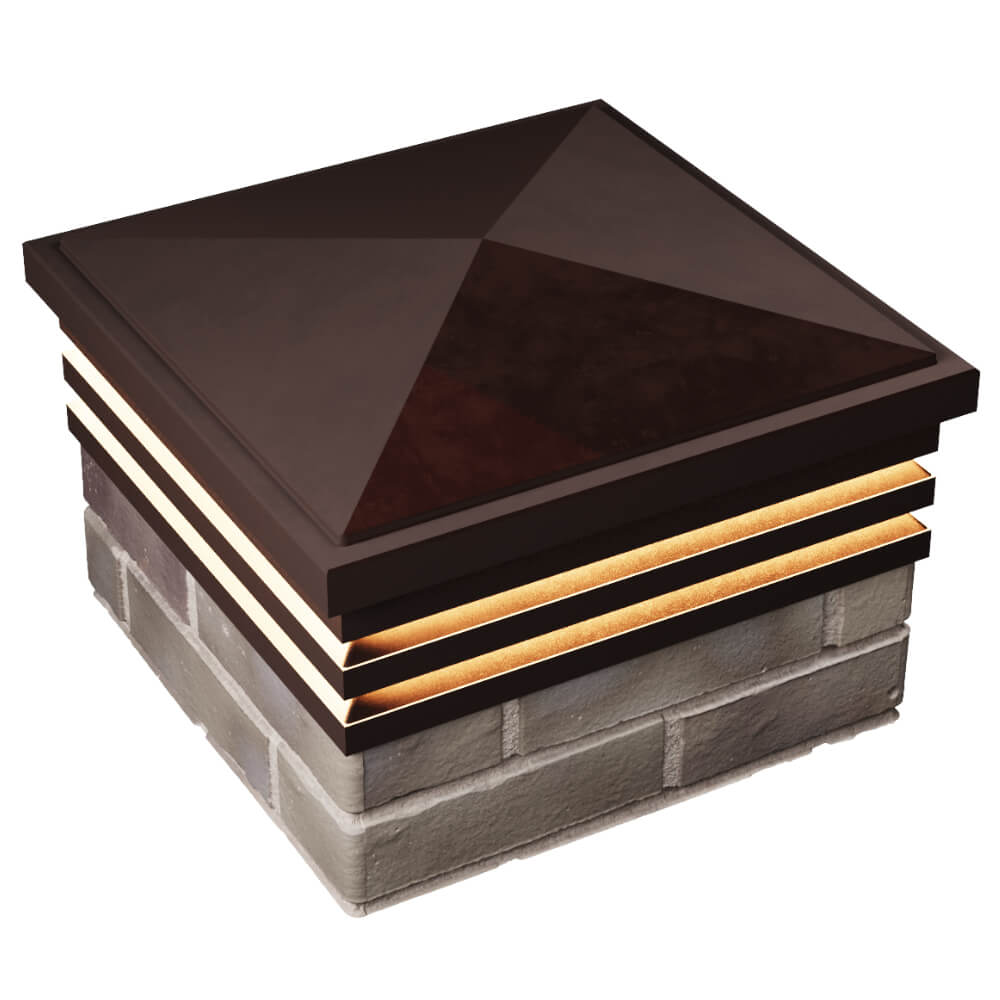 Колпак Zking Бона ХайТек Коричневый на столб 1.5х1.5 кирпича (385х385мм) с подсветкой в Краснодаре фото