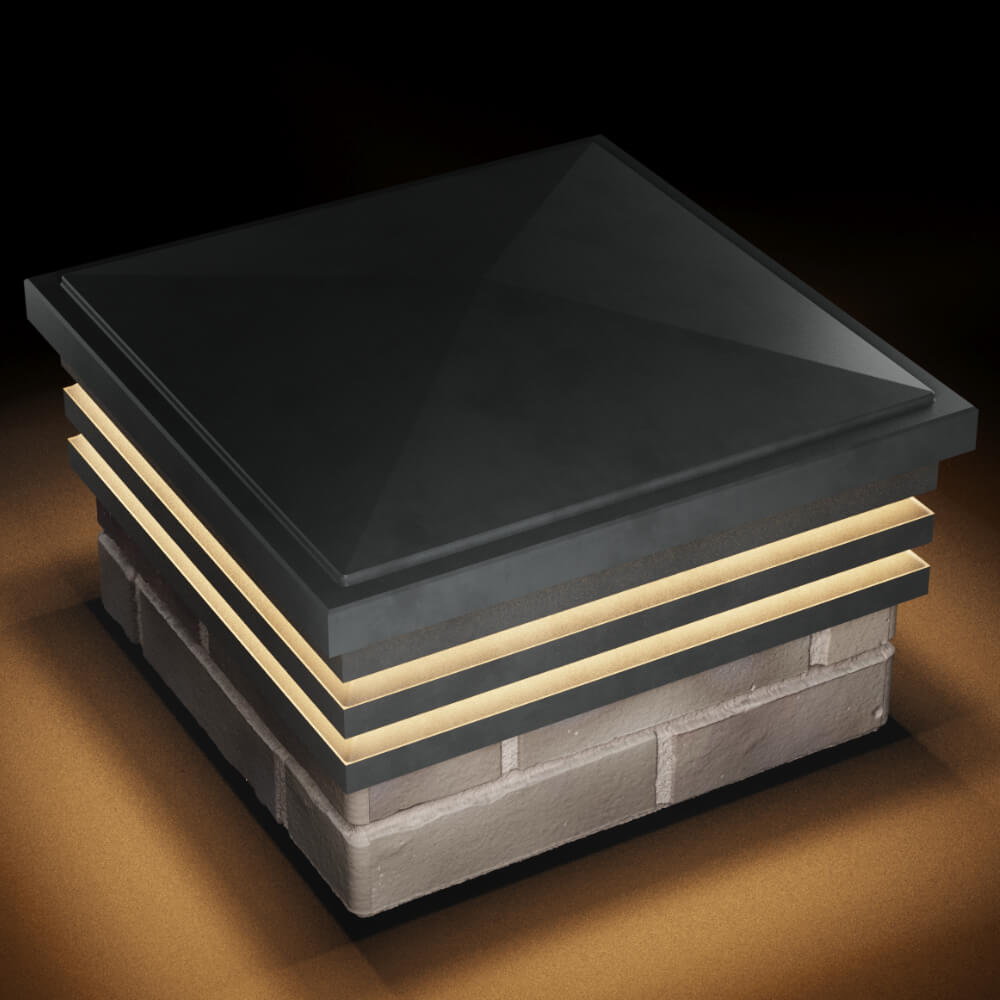 Колпак Zking Бона ХайТек Серый на столб 1.5х1.5 кирпича (385х385мм) с подсветкой в Краснодаре фото