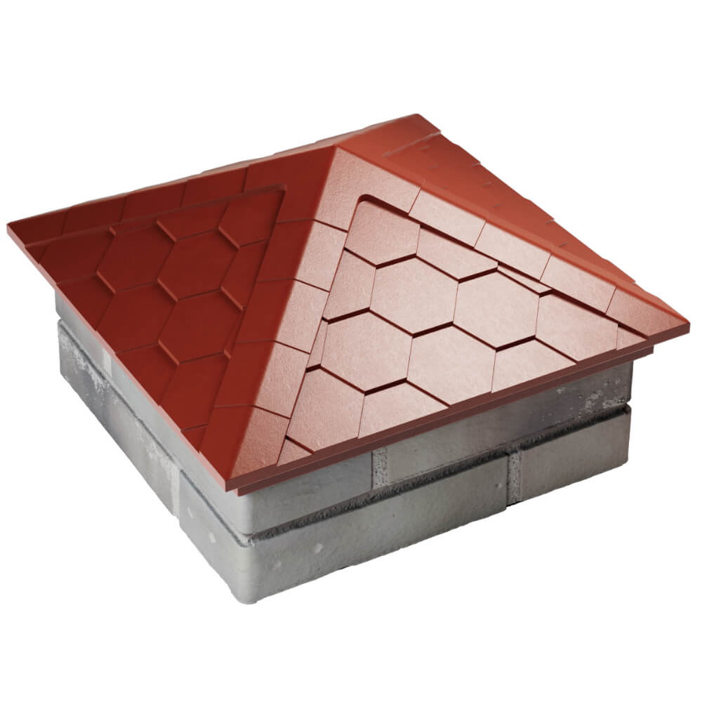 Колпак Zking Эверест Красный на столб 1.5х1.5 кирпича (390х390мм) в Краснодаре фото