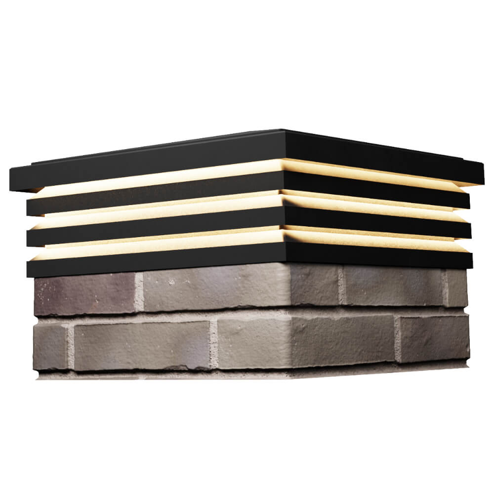 Колпак Zking Бона ХайТек Черный на столб 1.5х1.5 кирпича (385х385мм) с подсветкой в Краснодаре фото