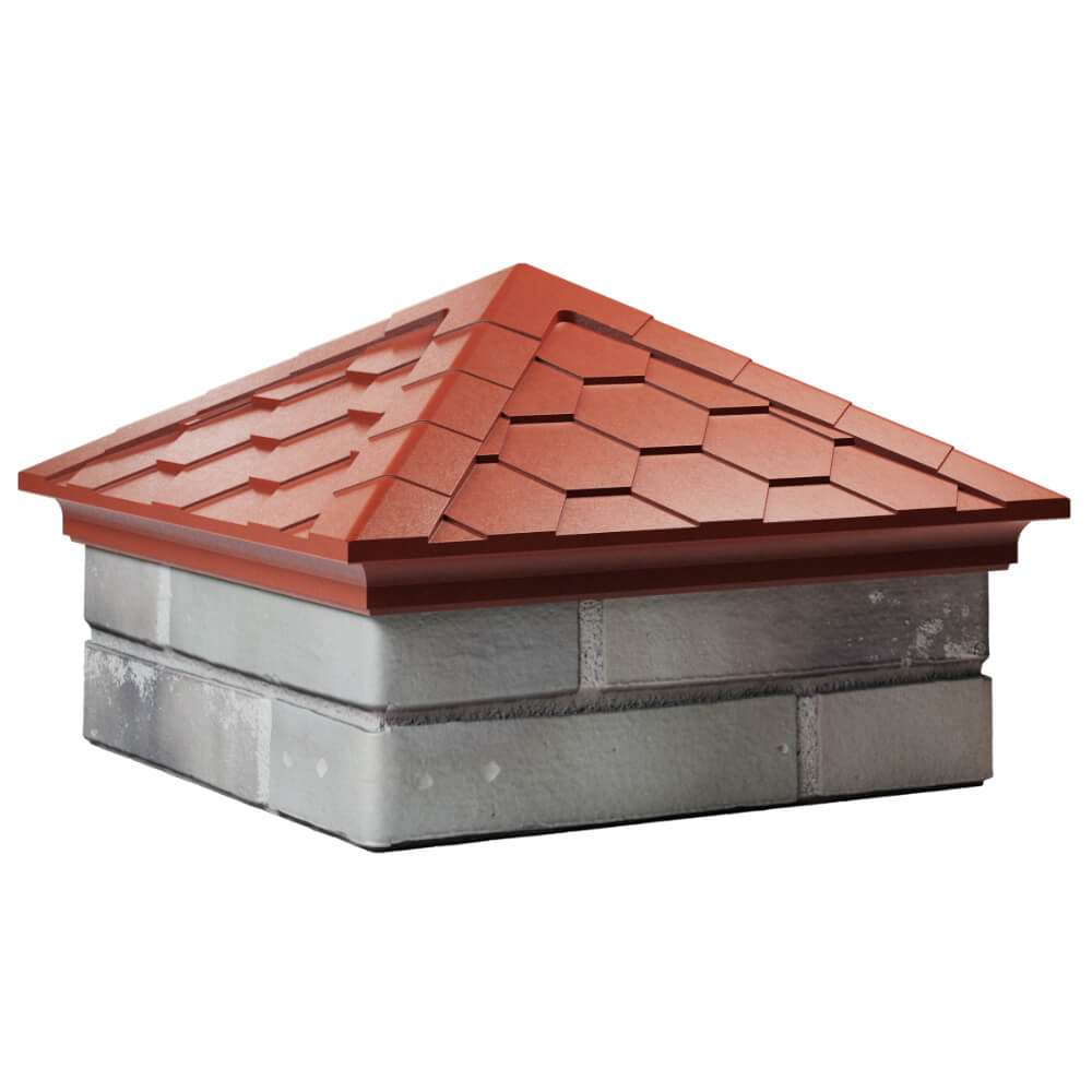 Колпак Zking Эверест Красный на столб 1.5х1.5 кирпича (390х390мм) в Краснодаре фото