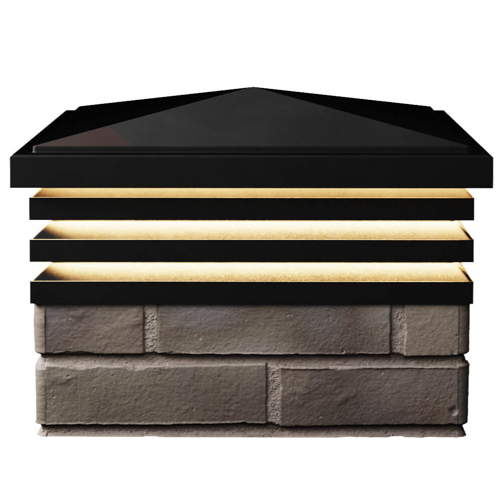 Колпак Zking Бона ХайТек Черный на столб 1.5х1.5 кирпича (385х385мм) с подсветкой в Краснодаре фото