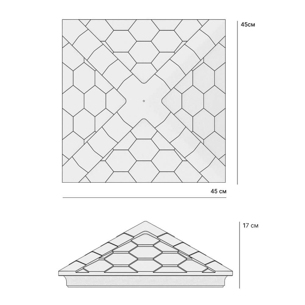 Колпак Zking Эверест Серый на столб 1.5х1.5 кирпича (390х390мм) в Краснодаре фото