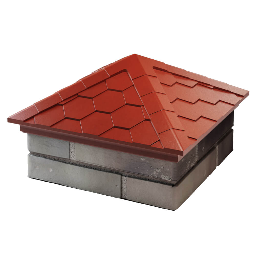 Колпак Zking Эверест Красный на столб 1.5х1.5 кирпича (390х390мм) в Краснодаре фото