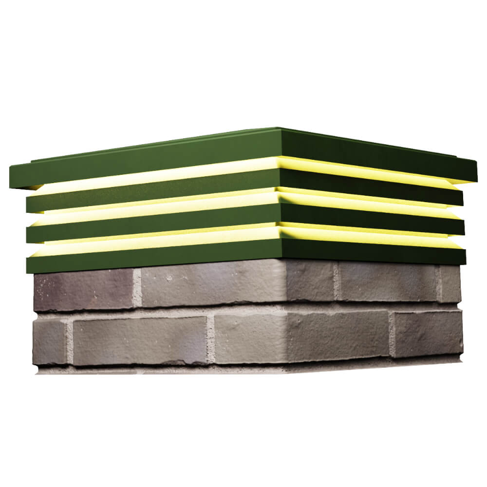 Колпак Zking Бона ХайТек Зеленый на столб 1.5х1.5 кирпича (385х385мм) с подсветкой в Краснодаре фото