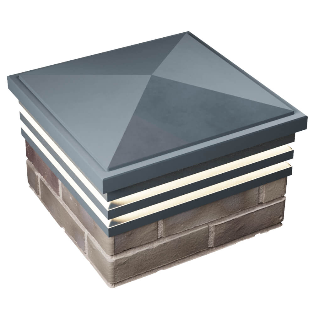 Колпак Zking Бона ХайТек Серый на столб 1.5х1.5 кирпича (385х385мм) с подсветкой в Краснодаре фото