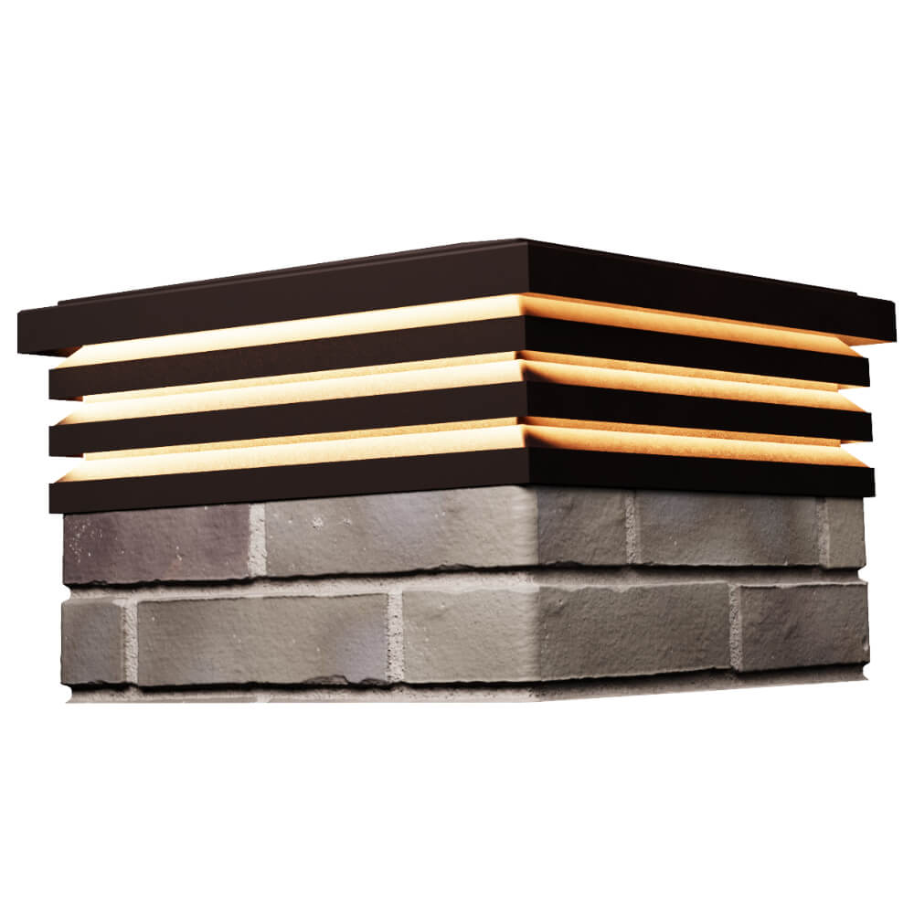 Колпак Zking Бона ХайТек Коричневый на столб 1.5х1.5 кирпича (385х385мм) с подсветкой в Краснодаре фото