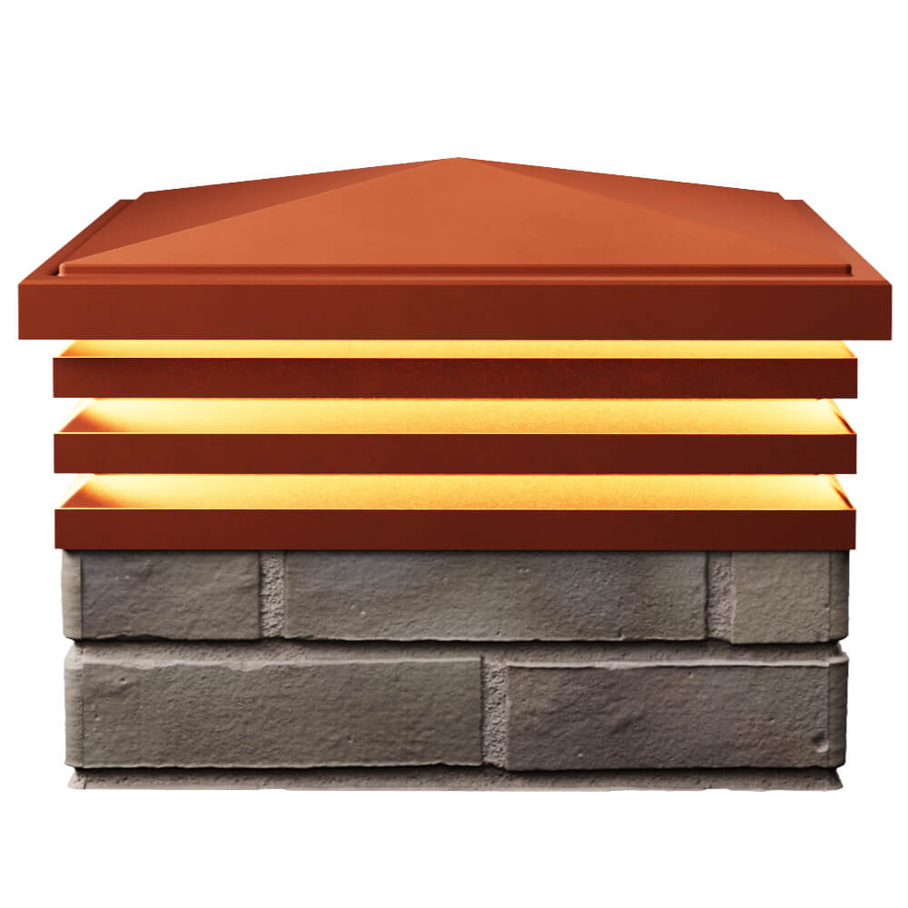 Колпак Zking Бона ХайТек Красный на столб 1.5х1.5 кирпича (385х385мм) с подсветкой в Краснодаре фото