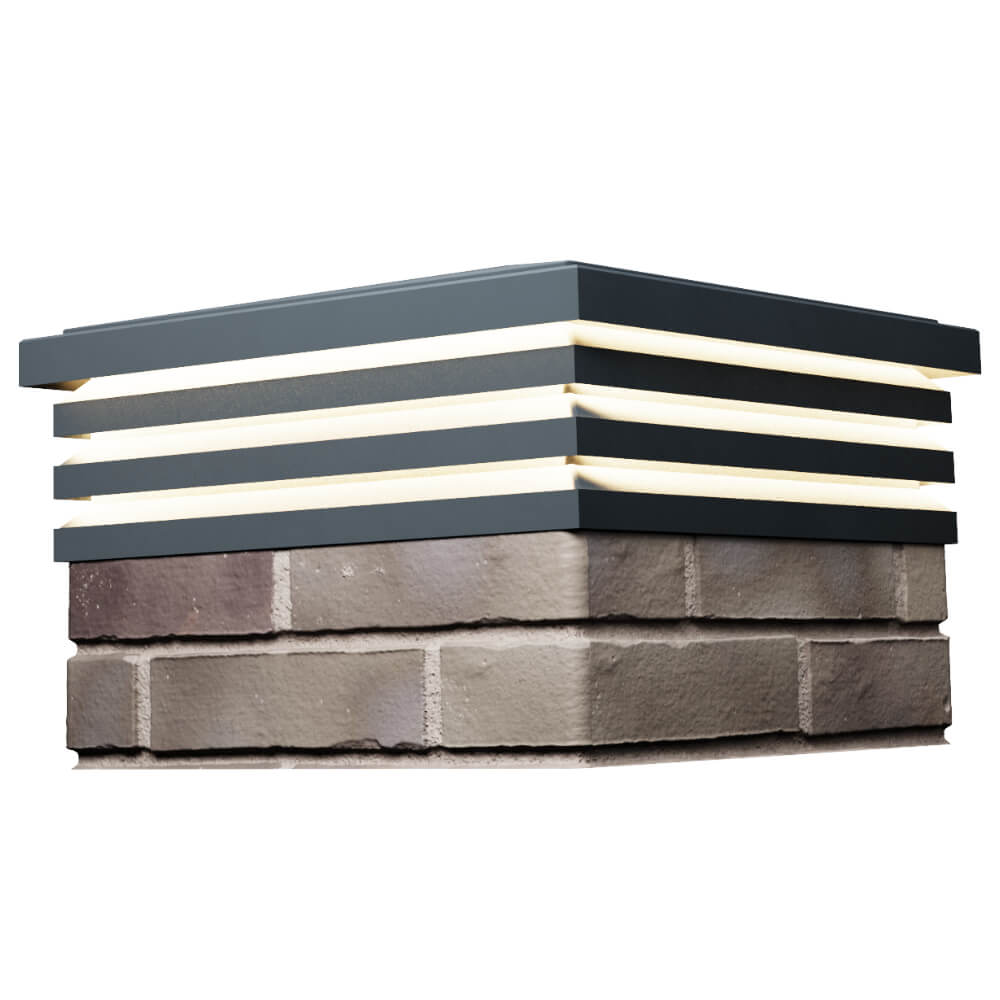 Колпак Zking Бона ХайТек Серый на столб 1.5х1.5 кирпича (385х385мм) с подсветкой в Краснодаре фото