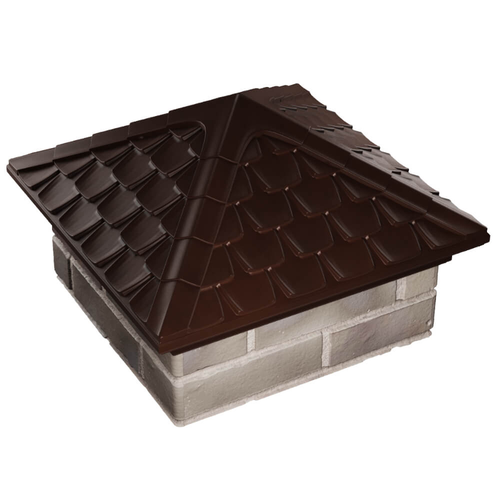 Колпак Zking Эльбрус Коричневый на столб 1.5х1.5 кирпича (385х385мм) в Краснодаре фото