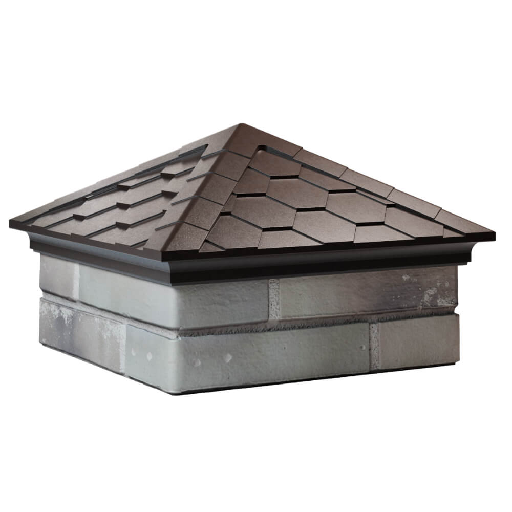 Колпак Zking Эверест Коричневый на столб 1.5х1.5 кирпича (390х390мм) в Краснодаре фото