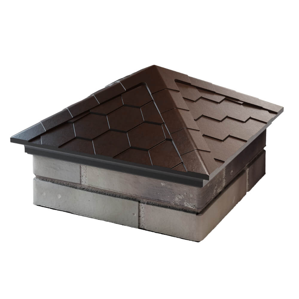 Колпак Zking Эверест Коричневый на столб 1.5х1.5 кирпича (390х390мм) в Краснодаре фото